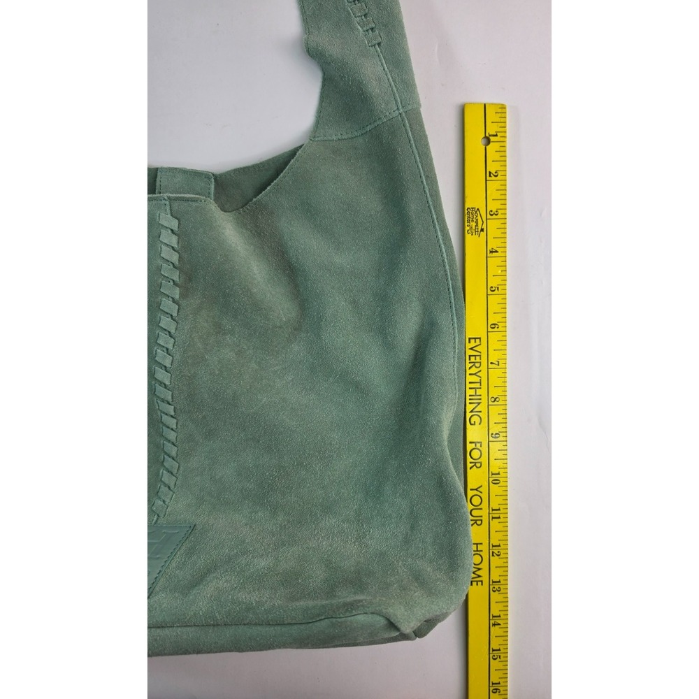 Haute Hippie Leather Suede Hobo Shoulder Bag Green Festival Boho Purse - Picture 11 of 13